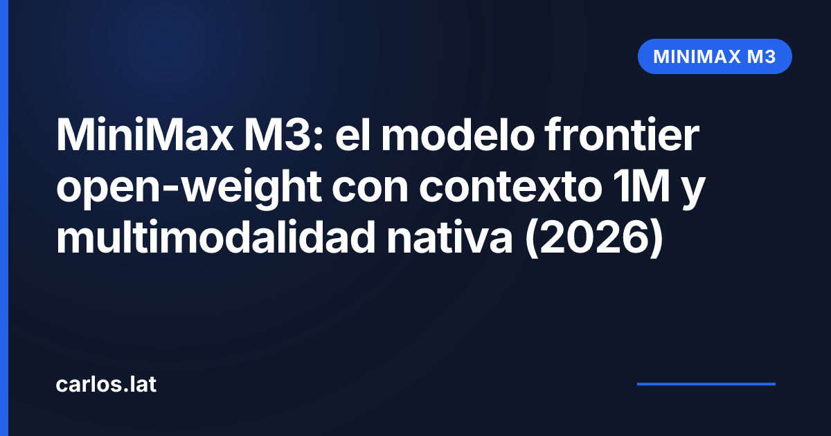 MiniMax M3: el modelo frontier open-weight con contexto 1M y multimodalidad nativa (2026)